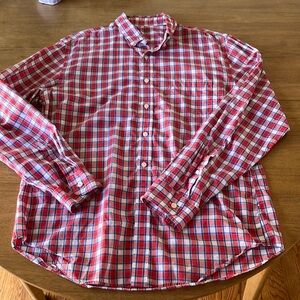 Men’s j.Crew, light weight dress shirt, red white blue, size large, 100% cotton